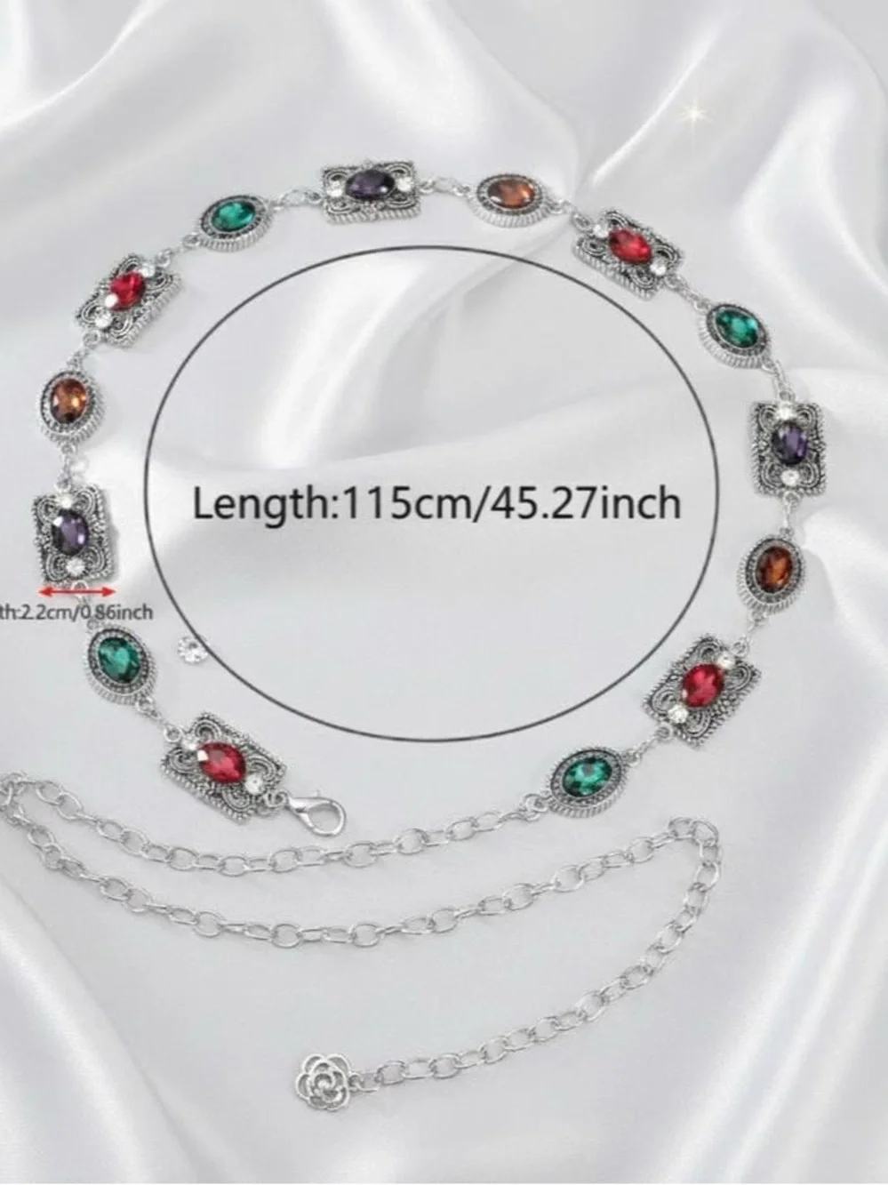 Silver Multigemstone Chain Waist Belt - Women's Decorative Belt